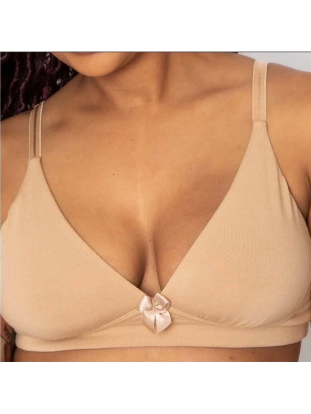 Anaono Tan Molly Plunge T-Shirt Bra Bralette Small